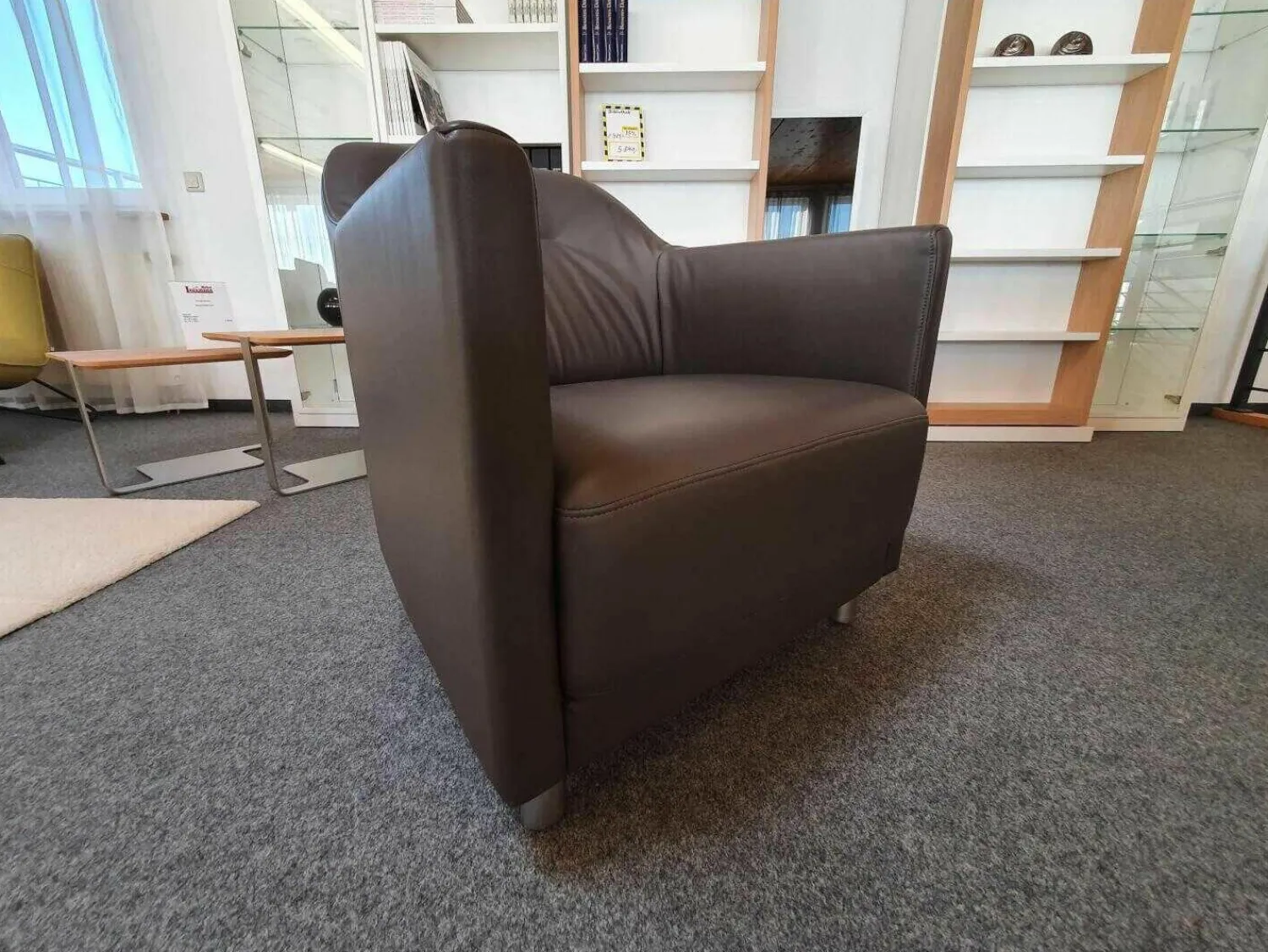 Rolf Benz Relaxsessel|Sessel Onda Leder 36.629 Dunkel Graubraun Füße Aluminium Matt