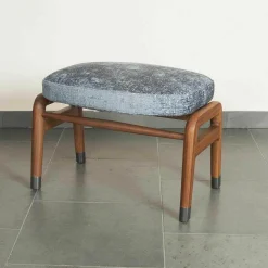 Flexform Relaxsessel|Sessel Ortiga Stoff Timo Blau Gestell Canaletto Nussbaum Leder Kordel Tabak mit Hocker