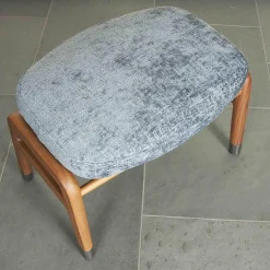 Flexform Relaxsessel|Sessel Ortiga Stoff Timo Blau Gestell Canaletto Nussbaum Leder Kordel Tabak mit Hocker