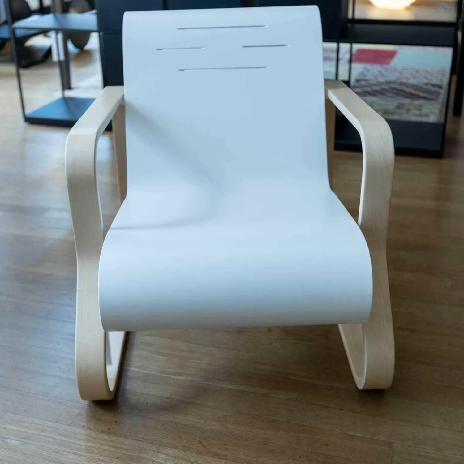 Artek Relaxsessel|Sessel Paimio Sitz Birke Formschichtholz Weiß Lackiert Armlehnen Birke Natur Lackiert