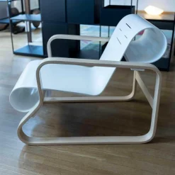 Artek Relaxsessel|Sessel Paimio Sitz Birke Formschichtholz Weiß Lackiert Armlehnen Birke Natur Lackiert