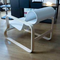 Artek Relaxsessel|Sessel Paimio Sitz Birke Formschichtholz Weiß Lackiert Armlehnen Birke Natur Lackiert