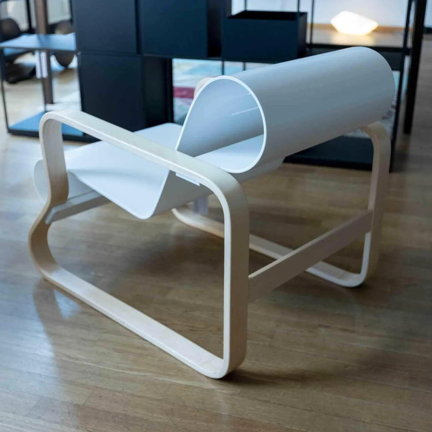 Artek Relaxsessel|Sessel Paimio Sitz Birke Formschichtholz Weiß Lackiert Armlehnen Birke Natur Lackiert