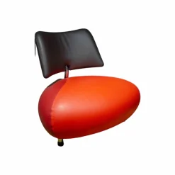Leolux Loungesessel|Sessel Pallone Leder Senso Grenadine Ferrari Und Chocolat Orange Rot Dunkelbraun Gestell Chrom
