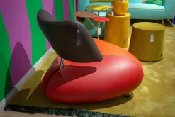 Leolux Loungesessel|Sessel Pallone Leder Senso Grenadine Ferrari Und Chocolat Orange Rot Dunkelbraun Gestell Chrom