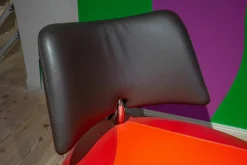Leolux Loungesessel|Sessel Pallone Leder Senso Grenadine Ferrari Und Chocolat Orange Rot Dunkelbraun Gestell Chrom