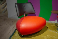 Leolux Loungesessel|Sessel Pallone Leder Senso Grenadine Ferrari Und Chocolat Orange Rot Dunkelbraun Gestell Chrom