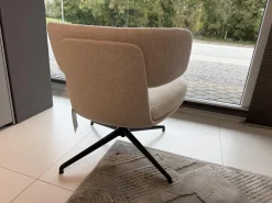 Molteni & C Loungesessel|Sessel Piccadilly Stoff KG611 BI CARTA Beige Gestell Zinnfarbig Hochglänzend Mit Flacher Rückenlehne