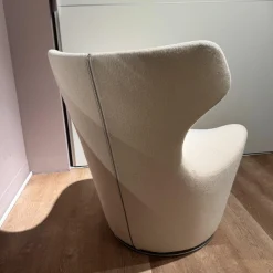 B&B Italia Loungesessel|Sessel Piccola Papilio Stoff Ego 2153 100 Weiß Drehgestell Grau Metallisiert