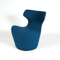 B&B Italia Relaxsessel|Sessel Piccolo Papilio Drehbar Bezugstoff Blau Untergestell Grau Metallisiert Lackiert