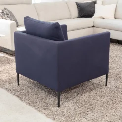 COR Loungesessel|Sessel Pilotis 86111 Stoff 10082 Navy Blau Gestell M20 Lack Schwarz Inklusive Kunststoffgleiter