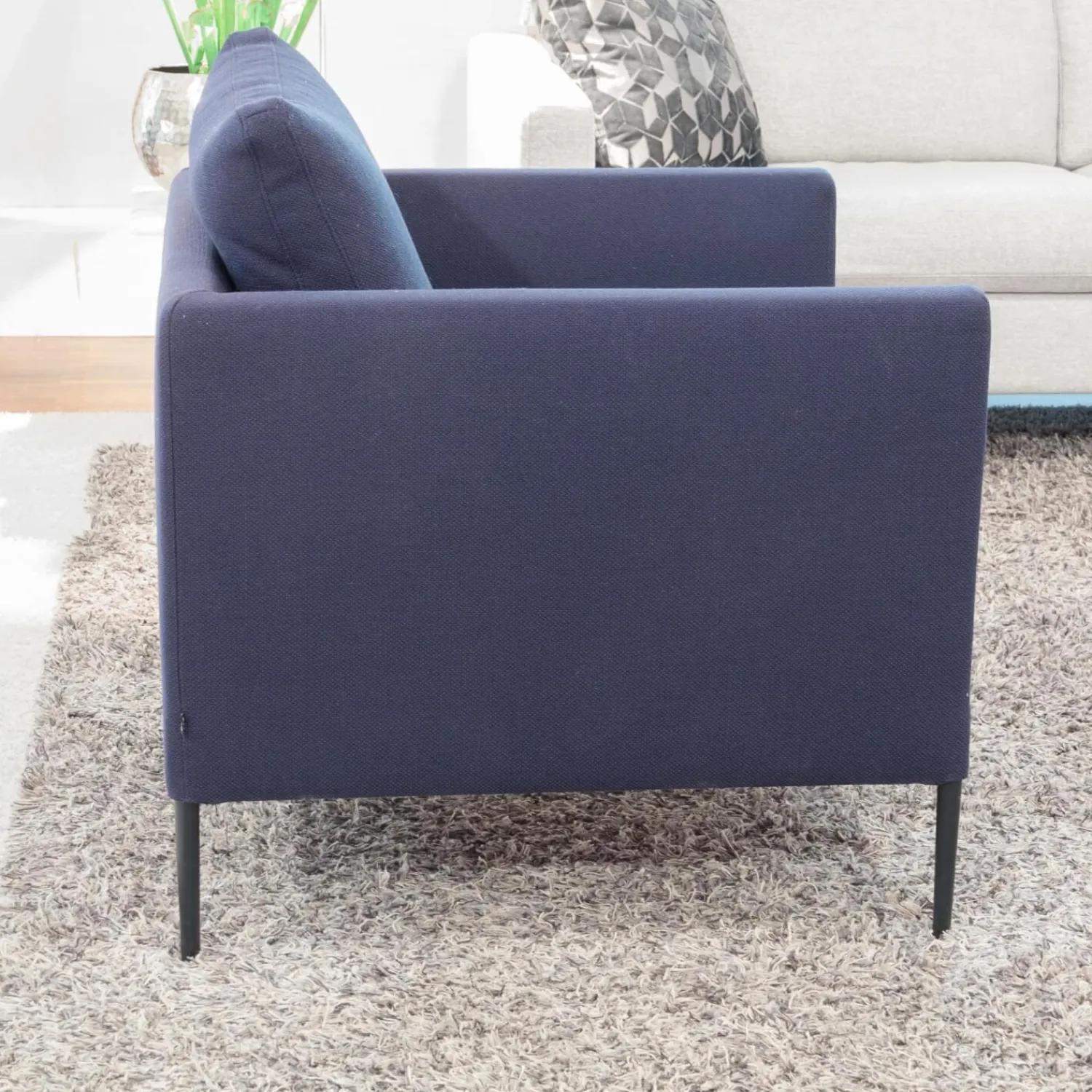 COR Loungesessel|Sessel Pilotis 86111 Stoff 10082 Navy Blau Gestell M20 Lack Schwarz Inklusive Kunststoffgleiter