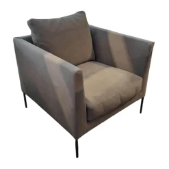 COR Loungesessel|Sessel Pilotis Nubukleder Grigio 684 Grau Füße Metall Chrom Filzgleiter Schwarz