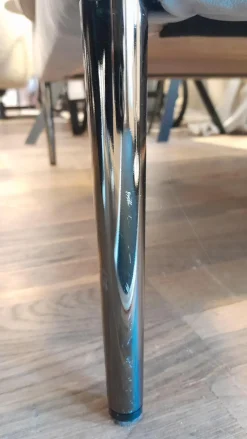 COR Loungesessel|Sessel Pilotis Nubukleder Grigio 684 Grau Füße Metall Chrom Filzgleiter Schwarz