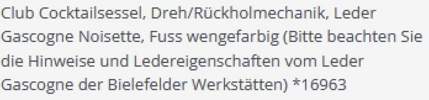 Bielefelder Werkstätten Relaxsessel|Sessel Polo Cocktail Leder Gascogne Noisette Cognac Drehfunktion mit Rückholmechanik