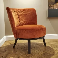 Bielefelder Werkstätten Couchtische|Sessel Polo Cocktail Stoff Amica A-161 Orange Untergestell Eiche Antik Mit Drehfunktion Und Rückholmechanik