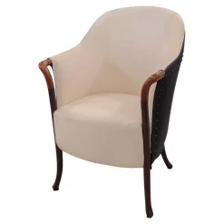 Giorgetti Loungesessel|Sessel Progetti 33220 Fashion Wolle Innen Kamet 2413 Weiß Außen Denim 100 Grau Gestell Matte Beizung Lack No 91