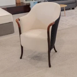 Giorgetti Loungesessel|Sessel Progetti 33220 Fashion Wolle Innen Kamet 2413 Weiß Außen Denim 100 Grau Gestell Matte Beizung Lack No 91