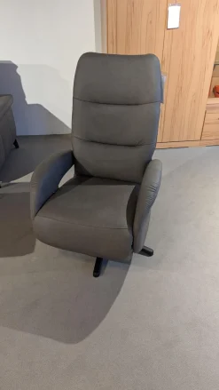 Polsteria Relaxsessel|Sessel Rasta Leder LL Evita Smoke Grau Sternfuß Schwarz Matt