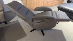 Polsteria Relaxsessel|Sessel Rasta Leder LL Evita Smoke Grau Sternfuß Schwarz Matt