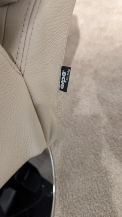 Erpo Relaxsessel|Sessel RE500 18 Leder 43 Perl 210 Beige Creme Grau Tellerfuß Verchromt 2 Motorisch Mit Akku