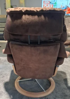 Stressless Relaxsessel|Sessel Reno M Stoff Magnolia Brown Braun Gestell Signature Metall Und Eiche Inklusive Hocker