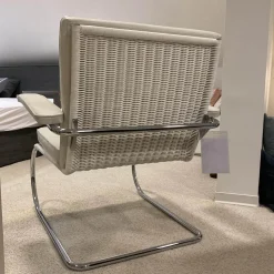 Tecta Relaxsessel|Sessel Rügenberg Leder Creme Weiß Chrom mit Armlehne