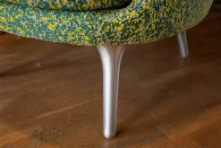 Fritz Hansen Relaxsessel|Sessel Ro JH1 Stoff Grün Gelb ATO964 Füße Aluminium Satingebürstet