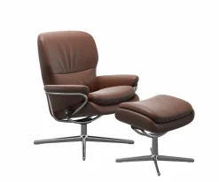 Stressless Fernsehsessel|Relaxsessel|Sessel Rome Cross M Sessel Leder Paloma Copper mit Hocker