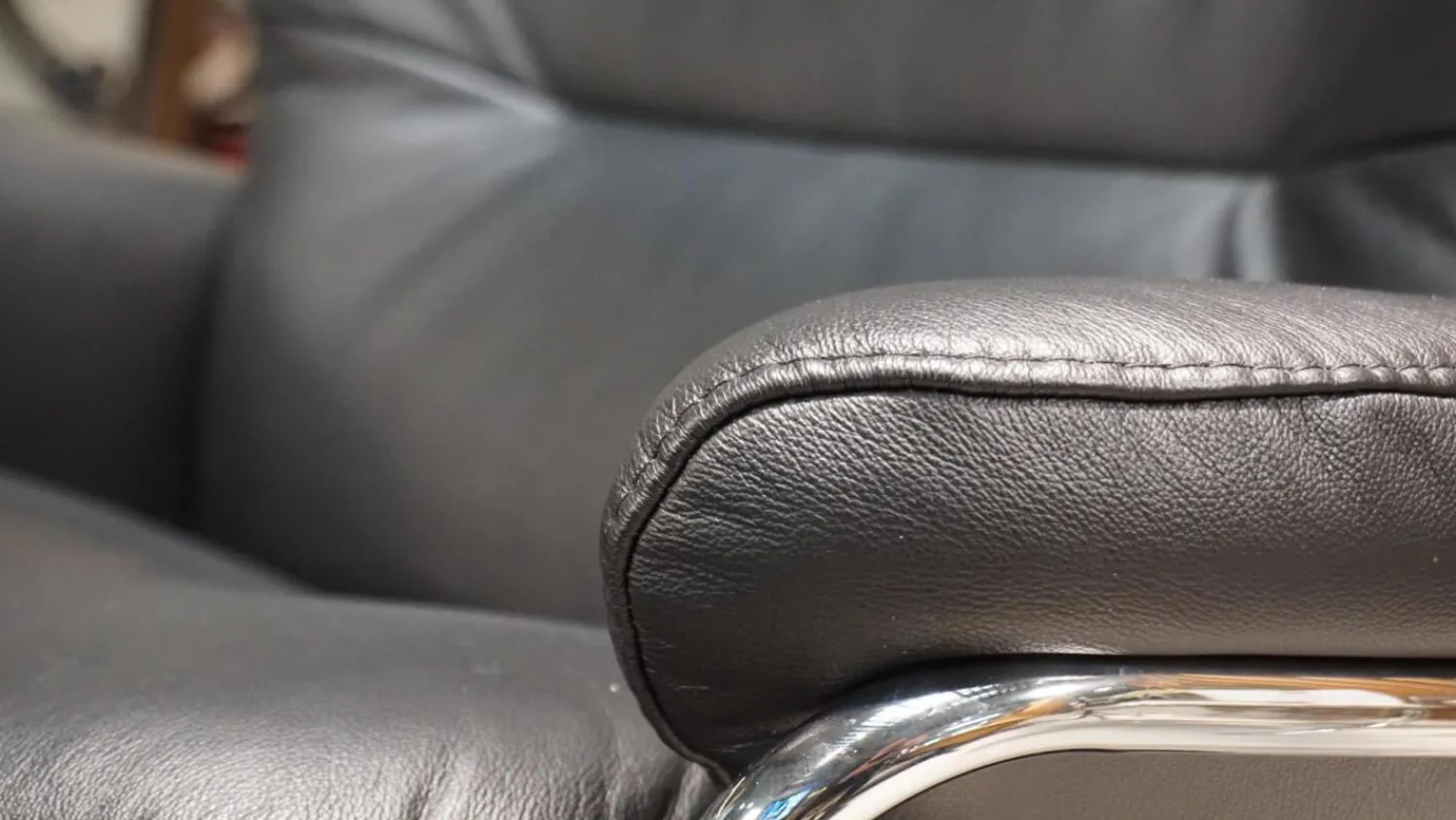 Stressless Relaxsessel|Sessel Rome M Black Leder Gestell Star Alumunium Inklusive Hocker