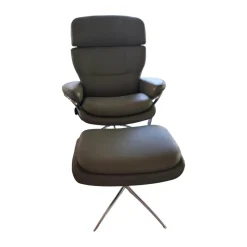 Stressless Relaxsessel|Sessel Rome M Leder Paloma Shadow Green Grün Grau Gestell Star Aluminium Inklusive Hocker