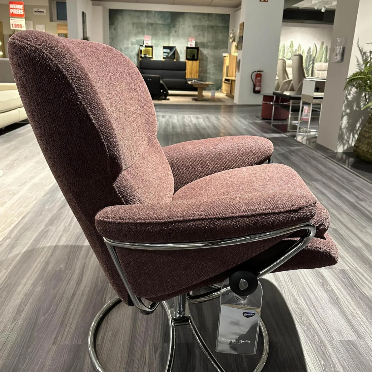 Stressless Relaxsessel|Sessel Rome M Low Back 1357361 In Stoff Aster 54 Burgundy Rot Weiß Hohes Gestell In 40 Alu
