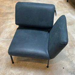 Brühl Loungesessel|Sessel Roro Small Leder Glove Schwarz Gestell Schwarz Pulverbeschichtet Mit Rollen Schwarz