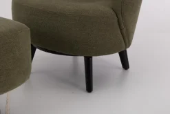 Werther Relaxsessel|Sessel Salon Stoff U3334J Grün Füße Holz Schwarz Inklusive Hocker Mit Drehteller Schwarz
