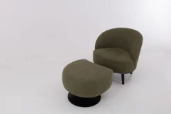 Werther Relaxsessel|Sessel Salon Stoff U3334J Grün Füße Holz Schwarz Inklusive Hocker Mit Drehteller Schwarz