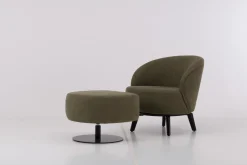 Werther Relaxsessel|Sessel Salon Stoff U3334J Grün Füße Holz Schwarz Inklusive Hocker Mit Drehteller Schwarz