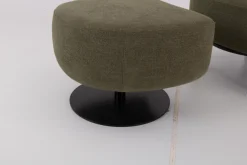 Werther Relaxsessel|Sessel Salon Stoff U3334J Grün Füße Holz Schwarz Inklusive Hocker Mit Drehteller Schwarz