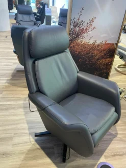 Stressless Relaxsessel|Fernsehsessel|Sessel Sam Sirius Leder Paloma 80 Rock Grau Gestell Metall Schwarz Matt Elektrisch Verstellbar