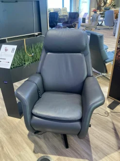 Stressless Relaxsessel|Fernsehsessel|Sessel Sam Sirius Leder Paloma 80 Rock Grau Gestell Metall Schwarz Matt Elektrisch Verstellbar