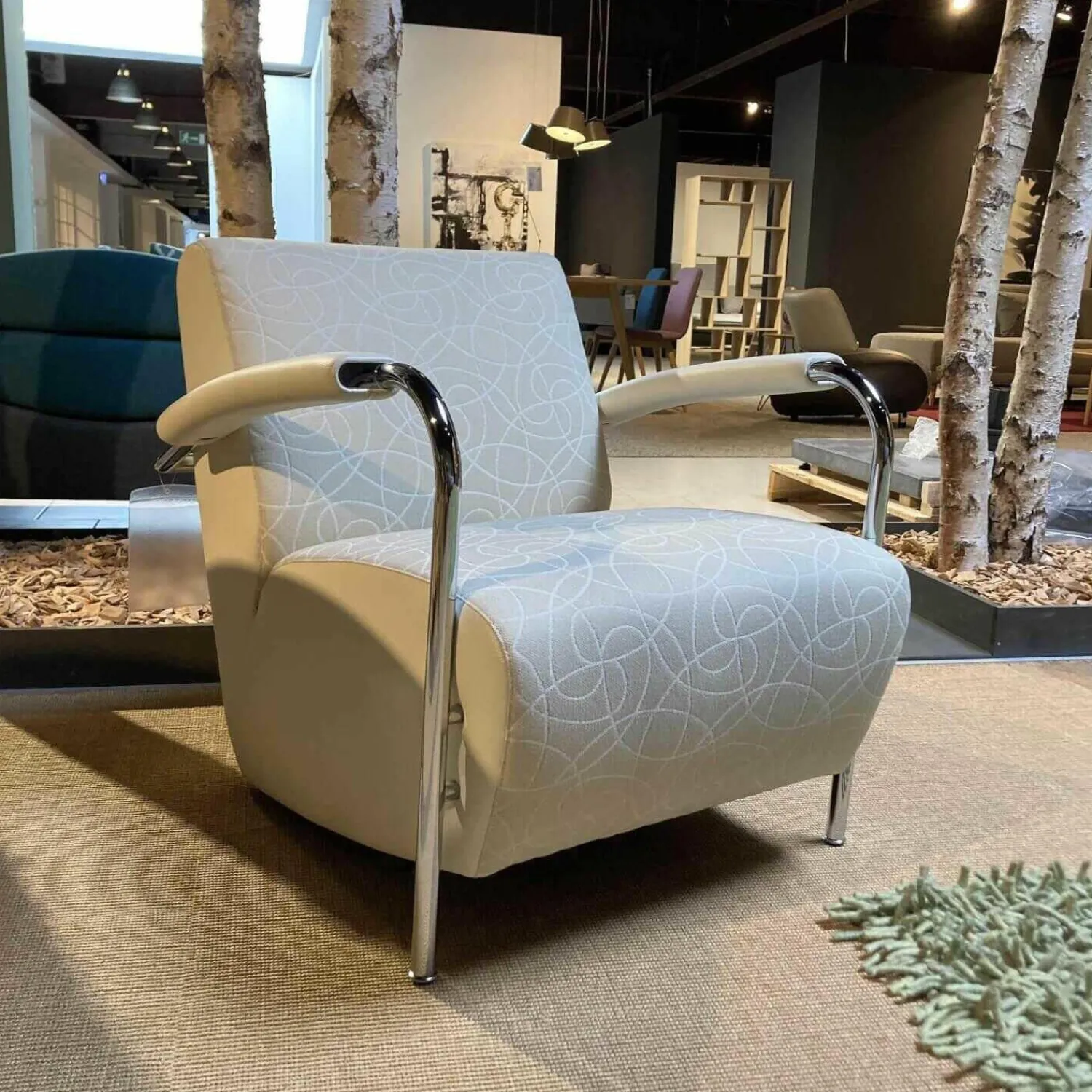 Leolux Relaxsessel|Sessel Scylla Stoff Vanilla 965-100 Gestell Chrom