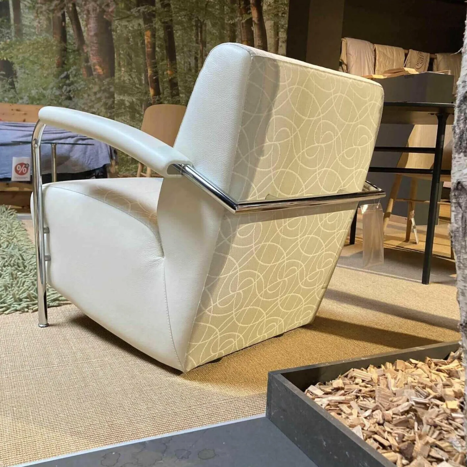 Leolux Relaxsessel|Sessel Scylla Stoff Vanilla 965-100 Gestell Chrom