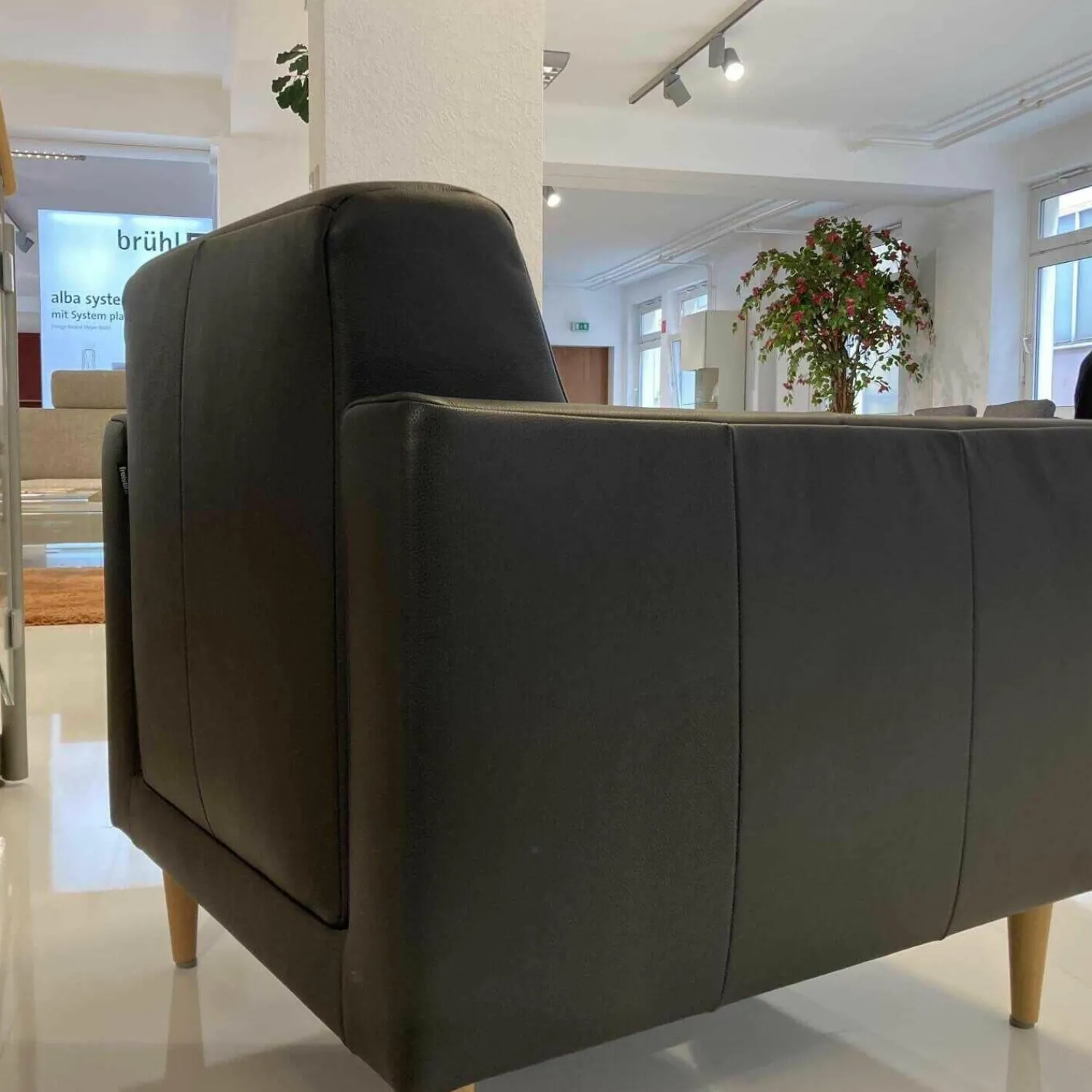 freistil Rolf Benz Relaxsessel|Sessel SE 141 Leder 8006 Schwarz Füße Holz