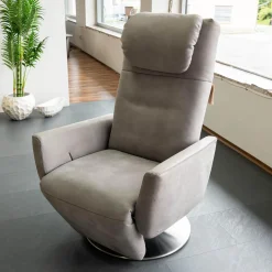 Koinor Relaxsessel|Sessel Sean M Kalma Leder A-India Asphalt Fuß Drehteller Edelstahl Inklusive Nackenkissen