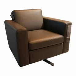 Brühl Loungesessel|Sessel Serge S1mLK Bezug Leder Unit Schlamm Braun Kreuzfuß Drehbar Verchromt Glänzend