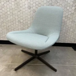 Walter Knoll Einzelstühle|Sessel Sheru 346 Stoff Fiord 2 0821 Blau Grau Gestell 4 Fuß Kreuz Bronze Schwarz Matt Pulverbeschichtet