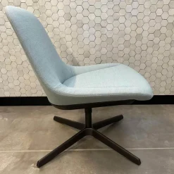 Walter Knoll Einzelstühle|Sessel Sheru 346 Stoff Fiord 2 0821 Blau Grau Gestell 4 Fuß Kreuz Bronze Schwarz Matt Pulverbeschichtet