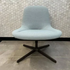 Walter Knoll Einzelstühle|Sessel Sheru 346 Stoff Fiord 2 0821 Blau Grau Gestell 4 Fuß Kreuz Bronze Schwarz Matt Pulverbeschichtet