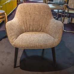 Walter Knoll Einzelstühle|Sessel Sheru Mit Armlehnen Bezug Innen Stof Sorel 7873 Grau Außen Leder Elen 1406 Taupe Grau 4 Bein Gestell Eiche Geflemmt