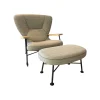 Walter Knoll Fernsehsessel|Loungesessel|Sessel Shinzo Stoff Lucia 7695 Nutmeg Grau Braun Rücken Leder Saddle Khaki Braun Gestell Bronze Pulverbeschichtet Mit Hocker
