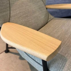 Walter Knoll Fernsehsessel|Loungesessel|Sessel Shinzo Stoff Lucia 7695 Nutmeg Grau Braun Rücken Leder Saddle Khaki Braun Gestell Bronze Pulverbeschichtet Mit Hocker